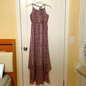 AEO - pink/purple maxi dress with halter neckline - S